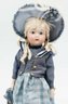 12' Porcelain Victorian Antique Repro Doll In Blue