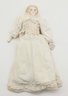 Antique Blonde China Head Doll, Blue Eyes, Beautiful Dress, Small Chip Photographed