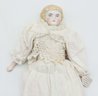Antique Blonde China Head Doll, Blue Eyes, Beautiful Dress, Small Chip Photographed