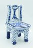 Vintage Chinoiserie Blue & White Floral Chair Plant Stand - Rare