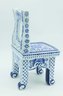 Vintage Chinoiserie Blue & White Floral Chair Plant Stand - Rare