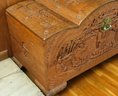 Vintage Japanese Domed Hand Caved Large Trunk - Rare