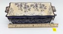 Loaf Pan With Drip Tray & Metal Stand Set Floral Lace Blue By TEMP-TATIONS