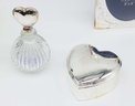 Lot Of Assorted Silver Plated Items, Frame, Perfume Bottle, Heart Shaped Trinket Box, Photo Album