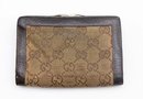 GUCCI Vintage Folio Wallet GG Pattern Clasp Compact Unisex Canvas Brown