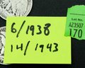 20 Walking Liberty Half Dollars  1938 & 1943