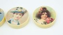 Vintage Victorian Containers Gift Box Old Print Factory Round Plastic - Home Decor - 4 Total