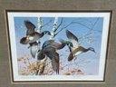 James Killen 1986 Signed Duck Print W/ Stamps & Gold Medallion Edition Framed - 547/1590