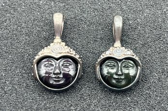 Sagen 925 Silver Black/green Obsidian Gemstone Pendants - 2 Total