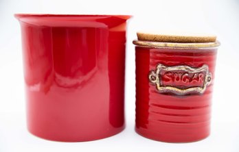 Sugar Jar & Kitchen Ceramic Canisters For Kitchen Serving Spoons