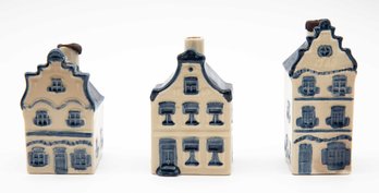 KLM Rynbende Delft Miniature Houses - Lot Of 3