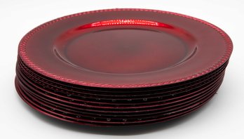 11 Decorative Charger Plates - Some Jeweled - Some Solid Red