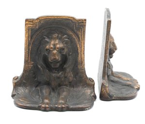 Antique Recumbent Lion Bookends - Rare
