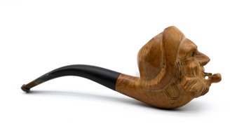 Genuine French Briar Pipe - Vintage Fisherman Carved Wood Estate Pipe Tobacco Bust Head France