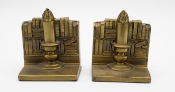 Brass Bookcase Bookends, Pair, Heavy  - RARE