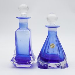 Cobalt Blue Perfume Bottle Vintage Blue Art Glass & Vtg Collezione Glass Line Italy 24 Lead Crystal Perfume B