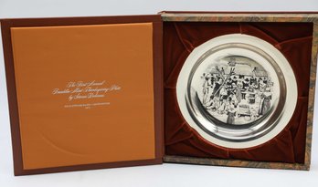 1972 Franklin Mint First Annual Thanksgiving Plate- Steven Dohanas - Solid Sterling Silver - RARE