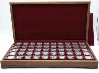 Franklin Mint 50-State Silver Medal Governor's Collection W/Case - Rare - Certificate Of Authenticity Included