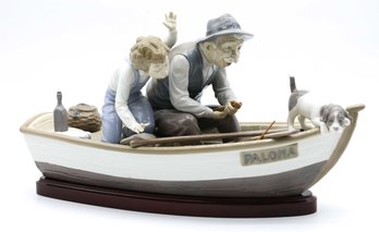 Fishing With Gramps Figurine - Lladro - Porcelain Figurine - Large - Rare