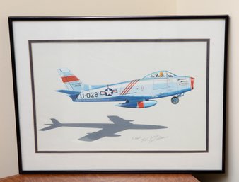 FU-028 Fighter Jet Illustration - Signed & Framed