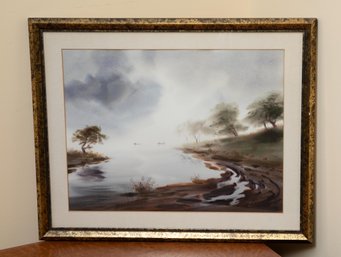 Landscape Painting - Signed M. Ortuzar - 21 X 17 - Framed And Matted