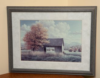 Stunning Barn Scene - Framed And Matted - Signed B. Mitchell 1994