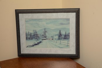 Print  Winter Scene - Framed And Matted