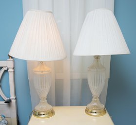 Crystal Table Lamps - Pair - Vintage - Tested