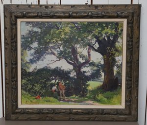 Original Oil On Canvas Painting - Signed L. Ellison - Vintage Ornate Wooden Frame