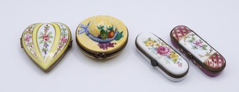 Vintage Limoges Porcelain Mini Floral Hinged Trinket Boxes - Please See Description For More Detail On Each