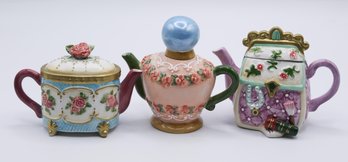 Mini Ceramic Tea Pot, Unique Home Decor & Miniature 3 '  Porcelain Teapot With Roses-Beautiful Pastel