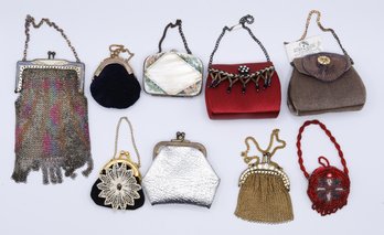 19th Century Miniature Handbags For Dolls  - 9 Total