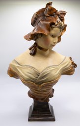 Bust In Plaster Of A Woman Art Nouveau, Home Decor