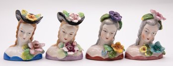 Victorian Lady Head Floral Bust - Lot Of 4