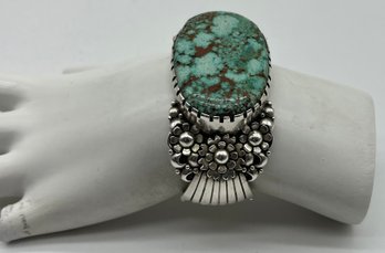Nalwood 925 Silver Turquoise Bangle - 1.95 OZT Total