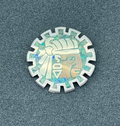 925 Silver Turquoise Inlay Pendant - Made In Mexico