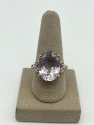 925 Silver Pink Quartz Ring - Size 10 - .21OZT Total