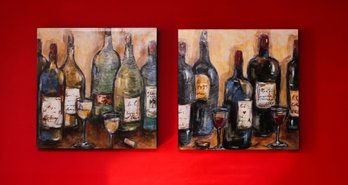 Wine Bar Canvas By Nicole Etienne - Lot Of 2