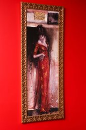 Large Wall Art Framed - Women In Red Dress - Wall Decor