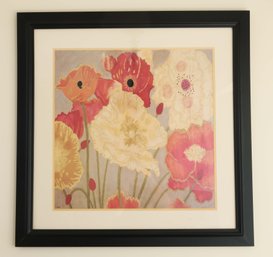 Large Framed & Matted Floral Painting Signed  'jean'