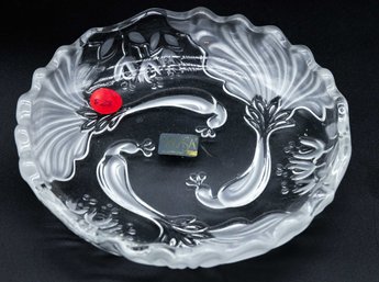 Mikasa Crystal Bowl Peacock Candy Dish Trinket Triple Frosted