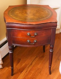 Vintage Two Drawer Cherry Finish Oval Side Table W Legs - Lot Of 2