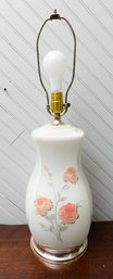 Vintage Mid Century Table Bedside Lamp Hand Painted Florals