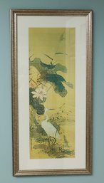 Yamamoto Baiitsu 'Heron And Lotus' By Yamamoto Baiitsu. Lithograph Printed In Italy. 1982