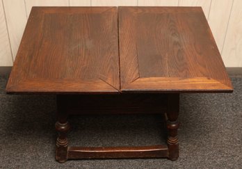 Antique Wooden Side Table - Transforms Into Larger Table - Needs Repair