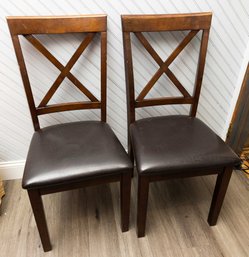 High Back Dining Chairs Set Of 2 With PU Leather Upholstry And Cross Back Design, Black