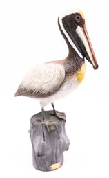 Original Work Of Art Signed - Ceramic Glazed Pelican Statue