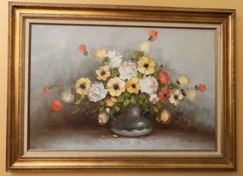 Original C. Johnson Signed Oil On Canvas Framed - Floral Bouquet