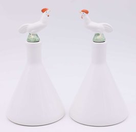 Charming Ceramic Rooster Oil And Vinegar Set