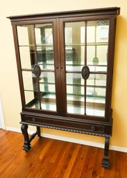 Early 19th Century Carved Mahogany Display Cabinet W/ Key Included
